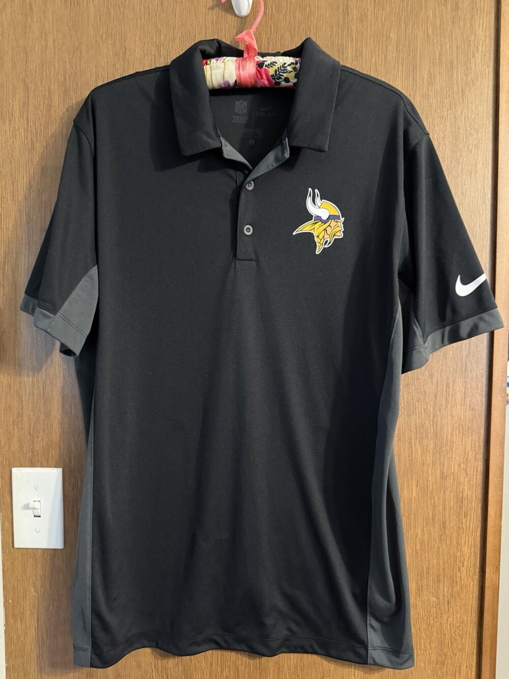 Nike Men's Black Minnesota Vikings short sleeve Performance Polo dri-fit Large - Picture 1 of 7